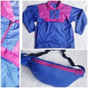 Rave Fanny Pack Vintage Colorblock Windbreaker